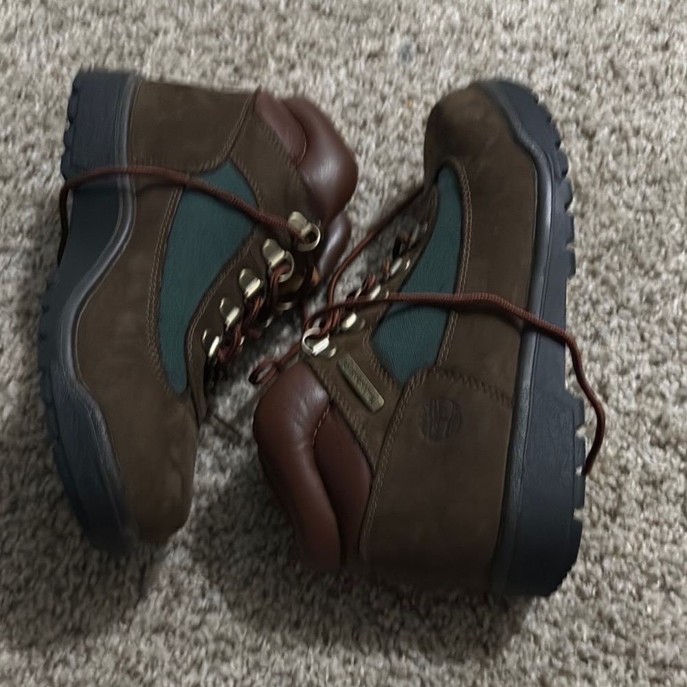 Timberland Brown and Teal Outdoor Boots